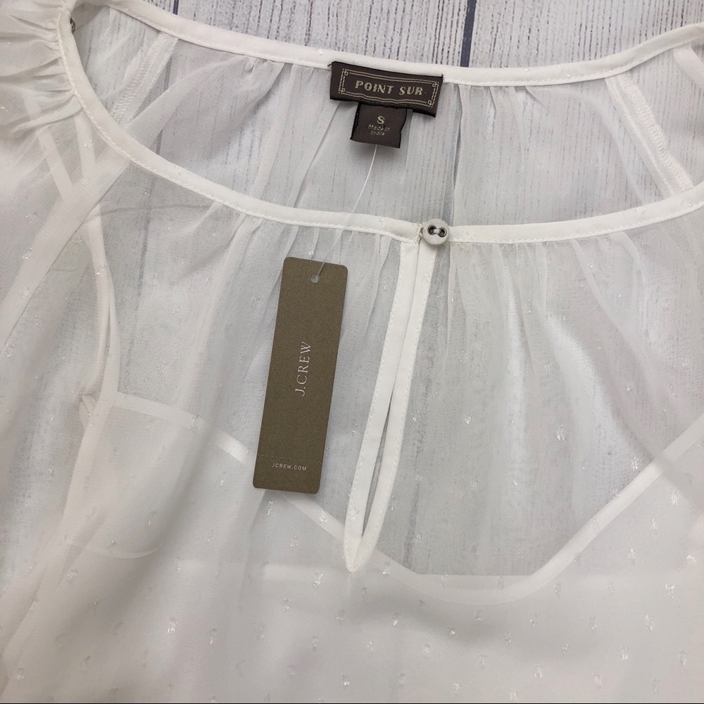 J. Crew Point Sur Chiffon Metallic Pin Dot Blouse - Picture 5 of 8